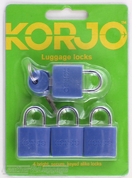 Korjo Luggage key locks 4-pack LLC40 BLUE