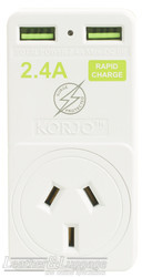 Korjo USB Adaptor 2 port and power plug USB2X2AU Australia 