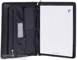 Pierre Cardin A4 leather zippered compendium PC8872 BLACK